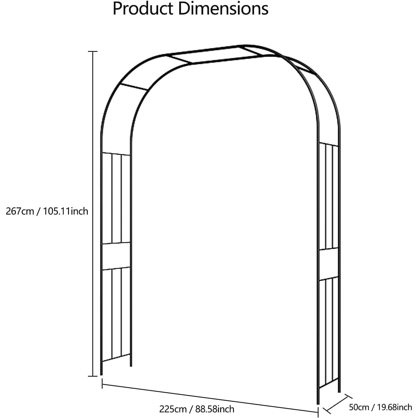 Garvee Metal Garden Arch Arbor Trellis – Heavy Duty Steel Garden Arbor for Climbing Plants, Wedding Ceremony, Party & Outdoor Decoration – Weather-Resistant Black Garden Archway for Lawn, Patio, and Pathway