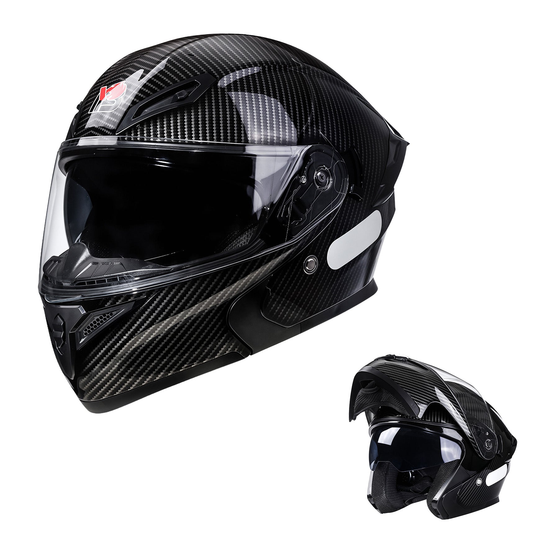 Garvee Full Face Motorcycle Helmet Dual Visor - DOT ABS Shell Adult Motorcycle Helmet for Men Women Off Road Street Bike Motocross ATV, Carbon Black, L
