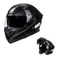 Garvee Full Face Motorcycle Helmet Dual Visor - DOT ABS Shell Adult Motorcycle Helmet for Men Women Off Road Street Bike Motocross ATV,Carbon Black, XL