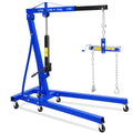 Garvee 2 Ton Hydraulic Engine Hoist with Lever Stabilizer, Adjustable Telescopic Boom, High-Strength Steel, 360° Swivel Casters, Foldable Frame for Auto Repair Workshop