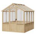 Garvee 6x8 FT Walk-In Wooden Greenhouse for Outdoors – Heavy Duty Spruce Frame, PC Panels, Adjustable Roof Vents, Lockable Door – Large Outdoor Storage for Garden, Patio, Lawn – 6x8 Natural Wood Color