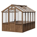 Garvee 6x10 Walk-In Wooden Greenhouse, Heavy Duty Spruce Frame with Polycarbonate Panels, Adjustable Roof Vents & Lockable Door, Outdoor Garden Greenhouse for Backyard, Patio and Lawn, Vintage Color