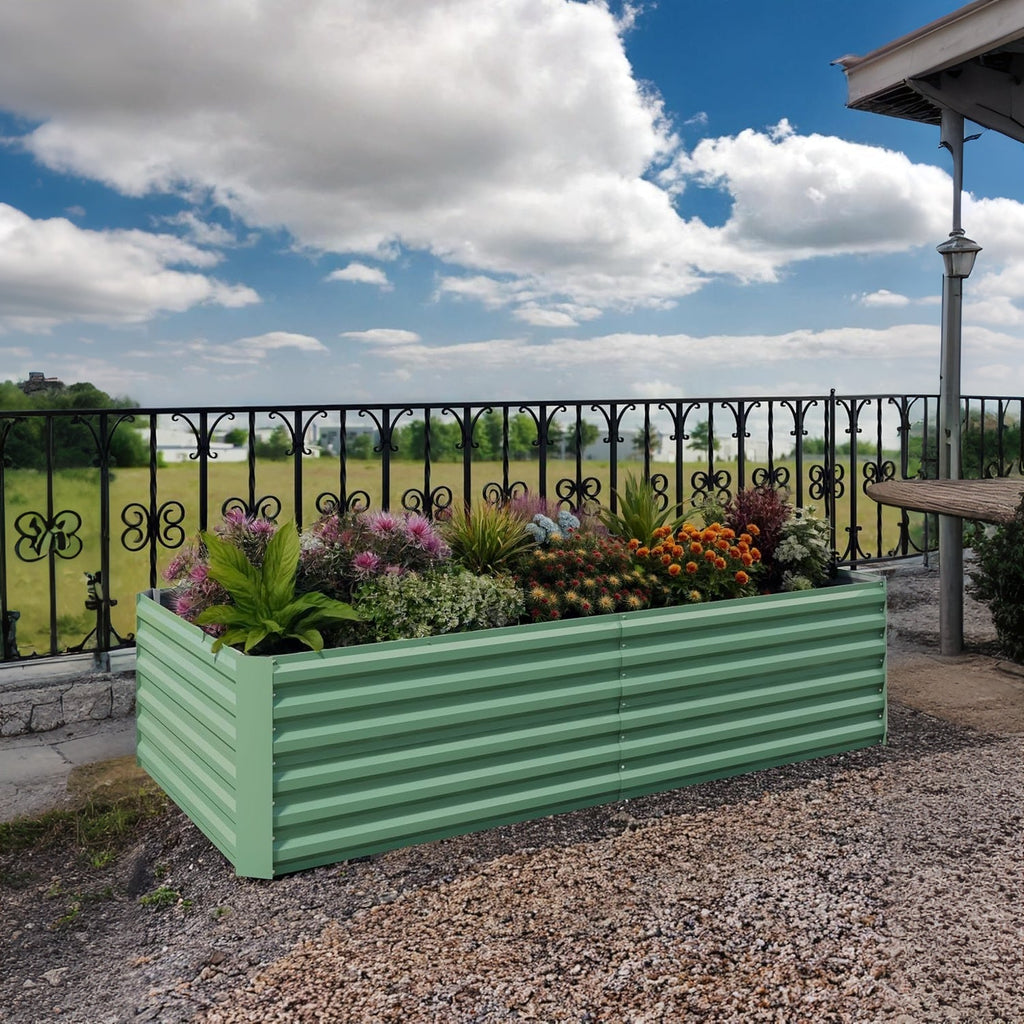 Garvee 2 Pack 6x3x2 ft Rust-Resistant Raised Garden Beds for Deep Root Plants , Green Galvanized Steel, 24" Tall Planter Boxes for Outdoor Vegetables, Flowers & Herbs, Easy Assembly Landscape Edging, Color: System Default