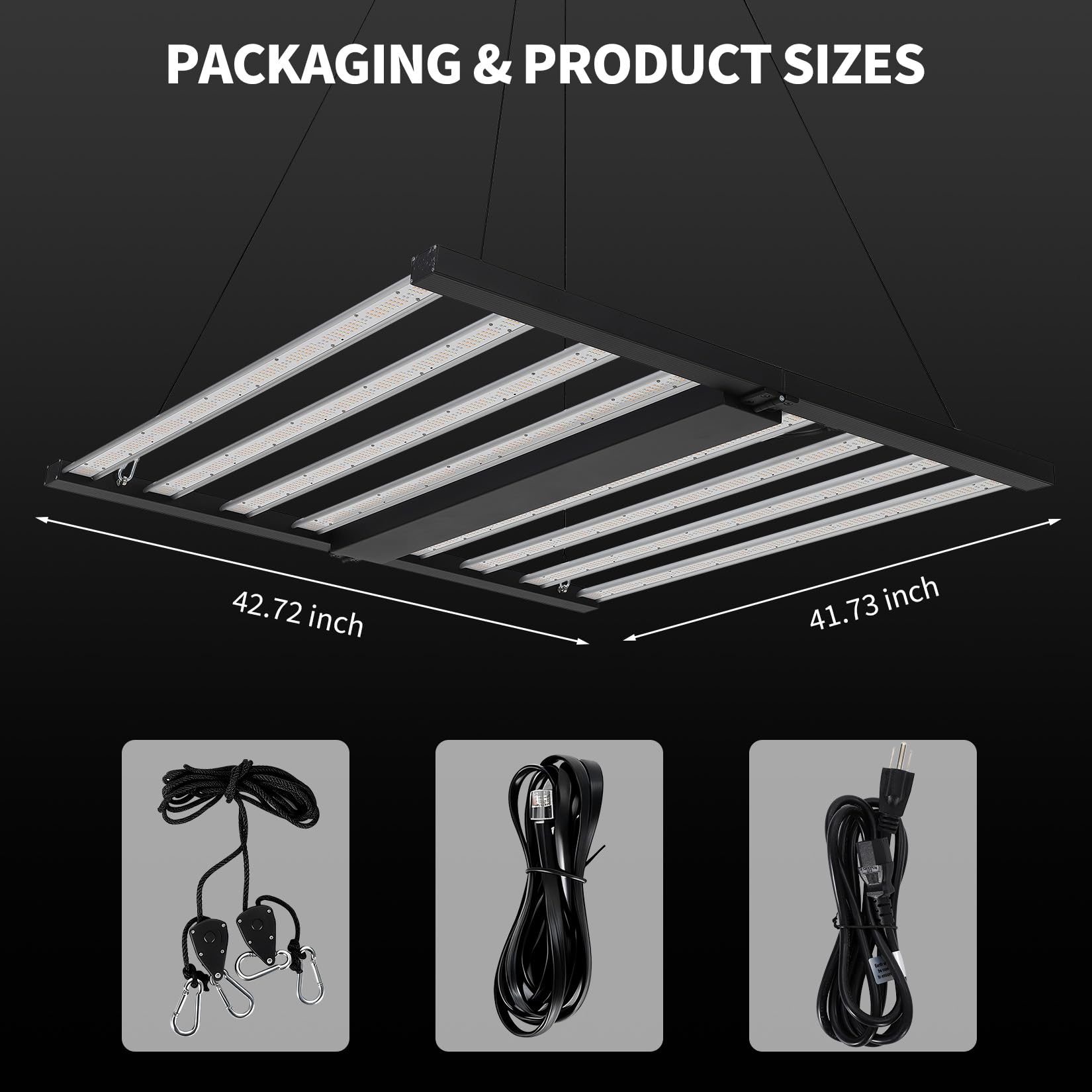 Garvee 600w 8-Bar LED Grow Light with Dimmable Full Spectrum - Foldable Design for 4x4Ft Coverage - 120v Commercial Plant Growing Lamp for Indoor Gardens & Vertical Farming