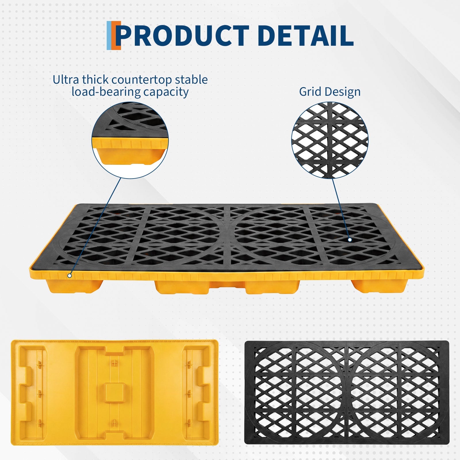 Garvee Heavy-Duty Secondary Spill Pallet for 2 Drums – 2000 lbs Capacity – Modular Forkliftable Plastic Containment Tray – Industrial Oil & Chemical Safety – Size: 48 x 24 x 4 Inches