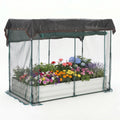 Garvee White Galvanized Raised Garden Bed with Crop Cage, 6×3×1ft Metal Planter Box with Plant Protection Net & Shade Cloth Roof, Zippered Doors Outdoor Garden Bed for Vegetables Herbs Flowers