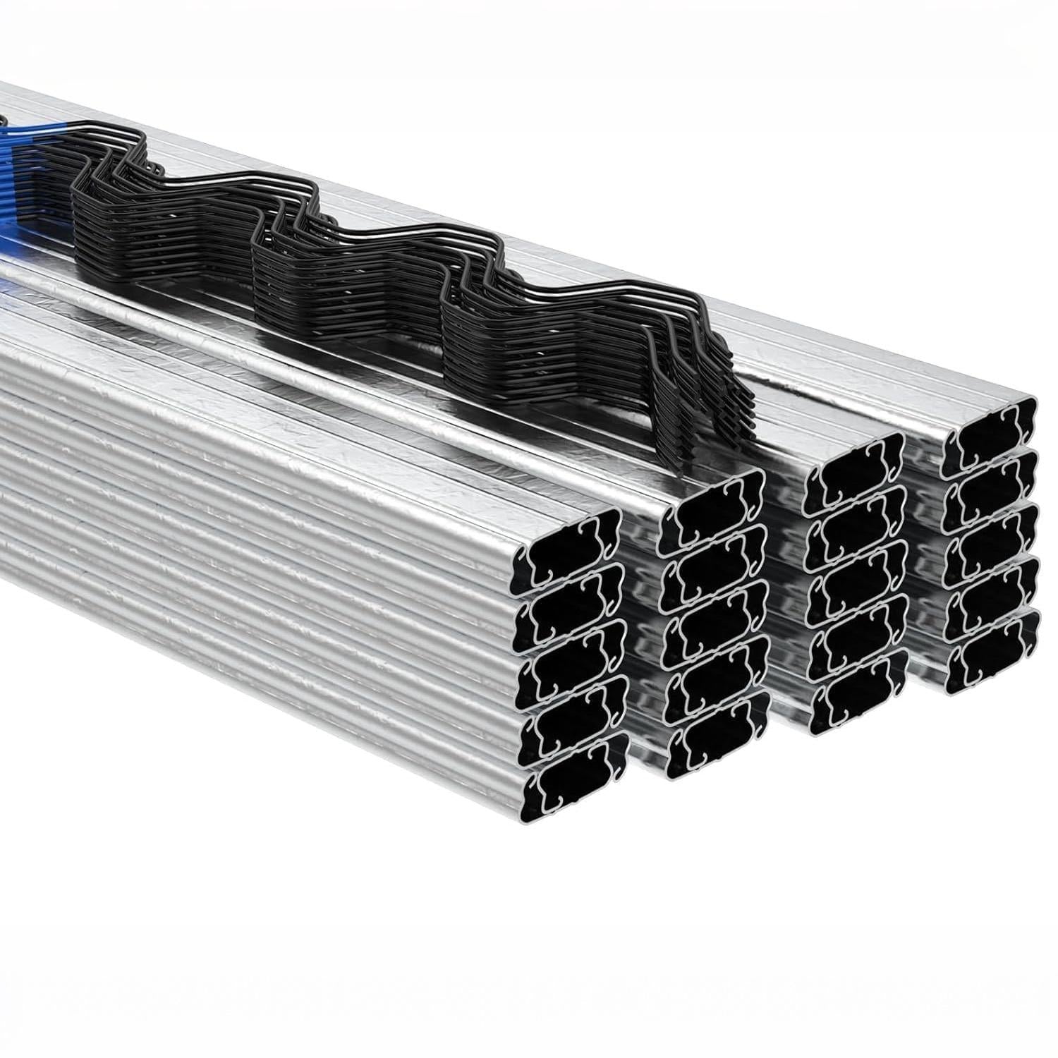 Garvee Greenhouse Lock Channel Kit for Polytunnels and Shade Cloth, 40-Piece 1 m Galvanized Steel U-Channels with PVC-Coated Wiggle Wire
