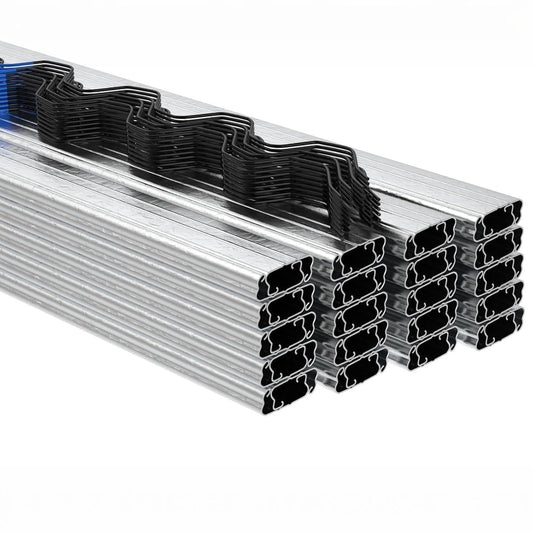 Garvee Greenhouse Lock Channel Kit for Polytunnels and Shade Cloth, 40-Piece 1 m Galvanized Steel U-Channels with PVC-Coated Wiggle Wire