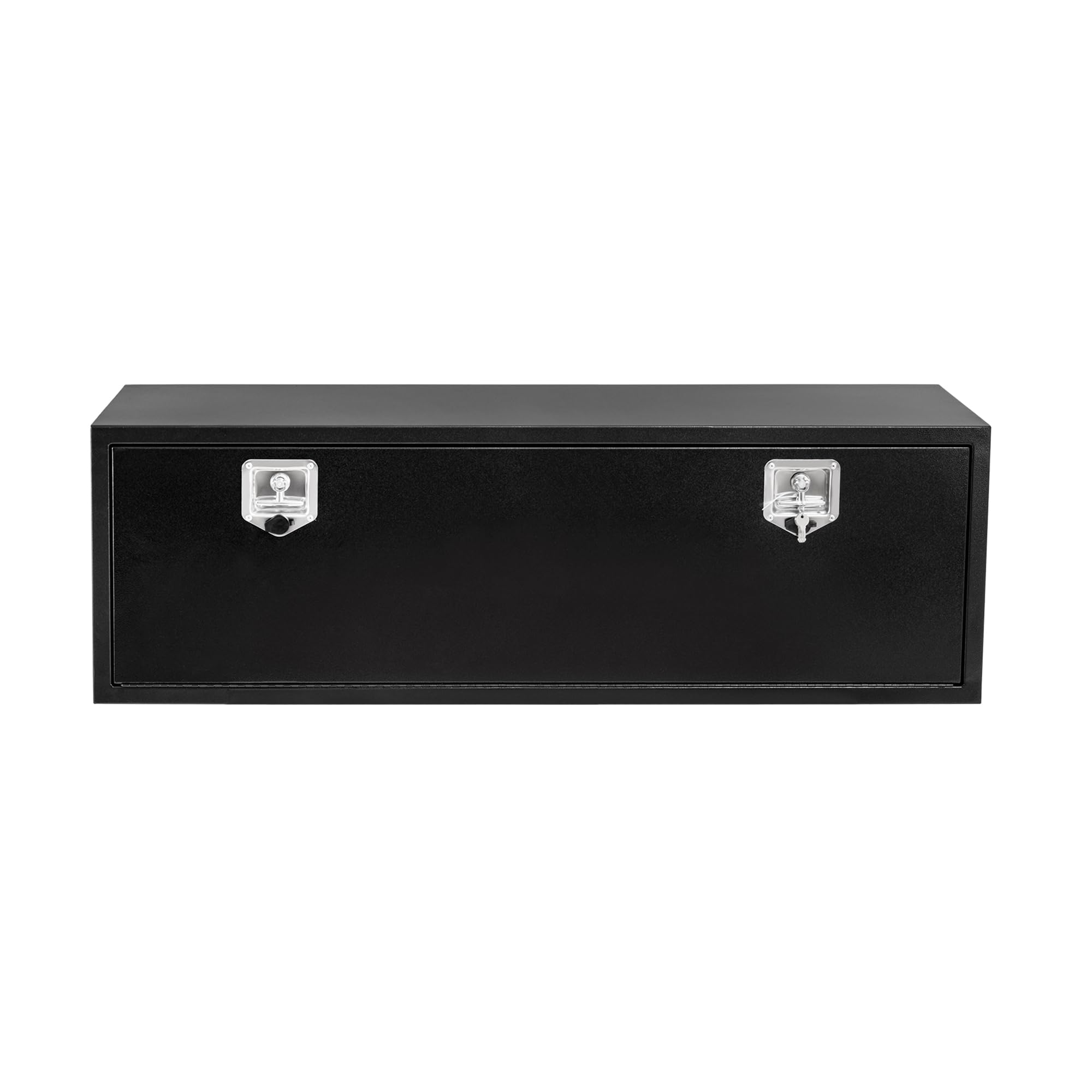 Garvee 48"X16"X13" Heavy Duty Black Steel Underbody Truck Tool Box with T-Handle fastener – Weather-Resistant Storage Chest for Pickup Truck Bed, RV, Trailer, Black Orange Grain Spray Plastic, Underbody Tool Box