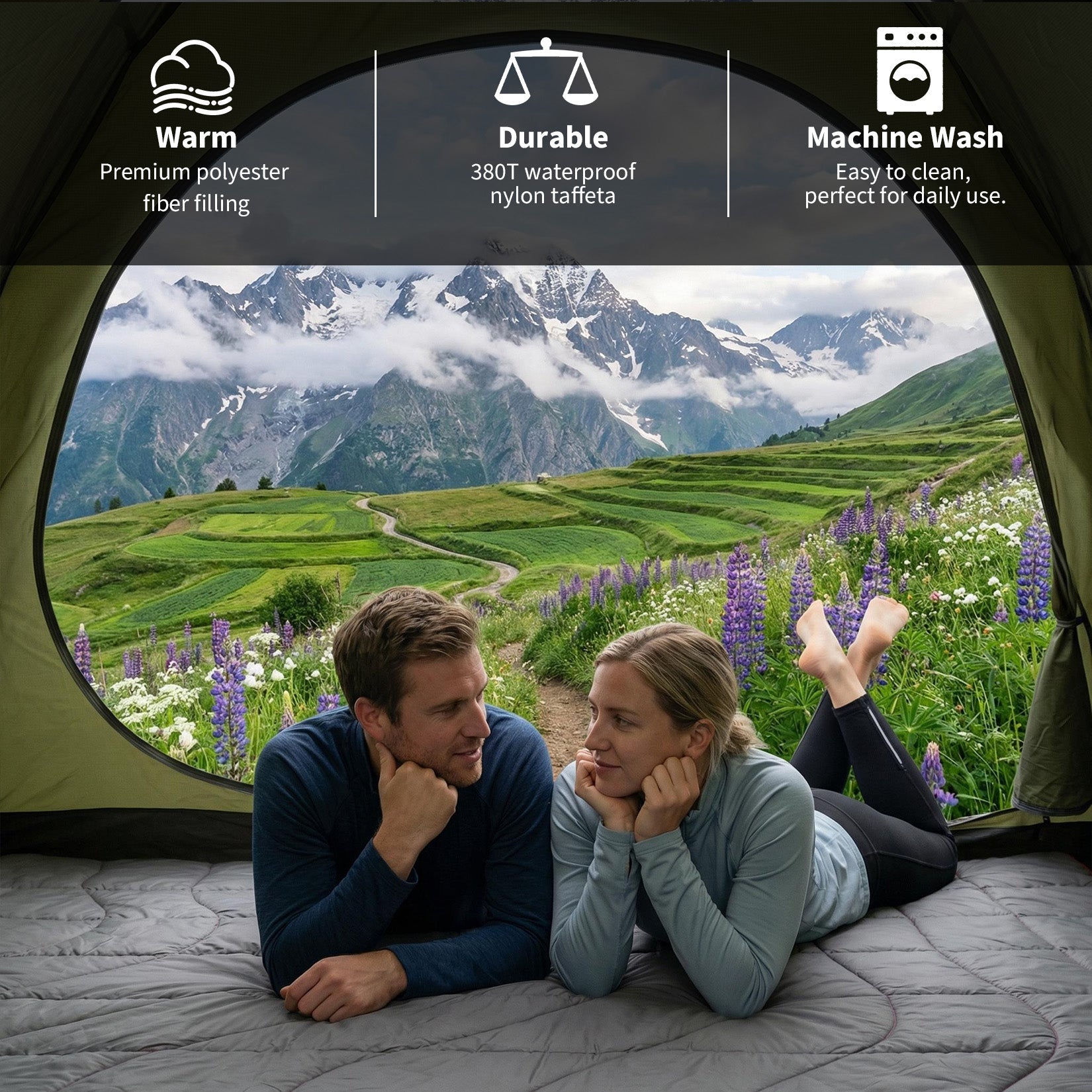 Garvee Multi-Function Camping Blanket - Ultralight Convertible Sleeping Bag & Warm Blanket 79x55 Inch Waterproof for Outdoor Camping, Hiking & Travel