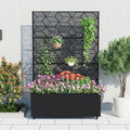 Garvee Metal Planter Box with Trellis and Wheels, 71"x47"x16" Raised Garden Bed for Climbing Plants, Vegetables, Vines, Privacy Planters for Patio with Drainage Holes, 15.7" Deep Planting Bed