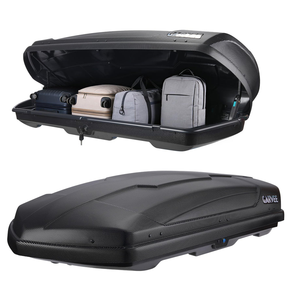 Garvee 13.5 Cubic Feet Rooftop Cargo Box, Hard Shell Roof Cargo Carrier with Dual-Side Opening, 135 lbs Capacity, Lockable ABS Storage for SUVs, Travel, and Camping