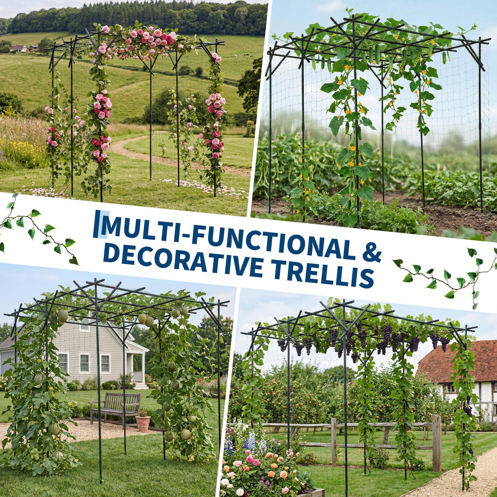Garvee Garden Arch Trellis, 78"x78"x78" Galvanized Steel Metal Arbor with UV-Resistant PE Coating for Roses, Grapes, Cucumbers, Wedding & Patio Decor