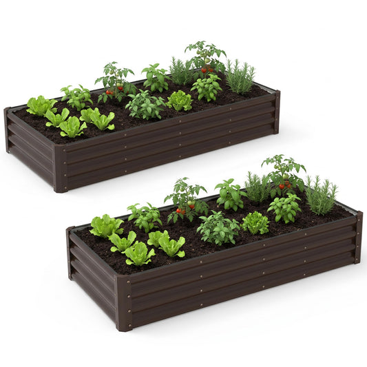 Garvee 2 Pack Tall 6 x 3 Ft Galvanized Steel Raised Garden Bed, Outdoor Above Ground Planter Box for Vegetables and Flowers, Metal Raised Bed for Gardening
