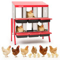 Garvee 6 Compartment Metal Chicken Nesting Box – Soft Cushion, Easy-Clean, Roll Away Egg Collection, Ventilated Design for Outdoor Chicken Coop, Rabbit, Duck – Red with Chicken Design – Size: 6 Compartments, Color: Red (Side Chicken Design)