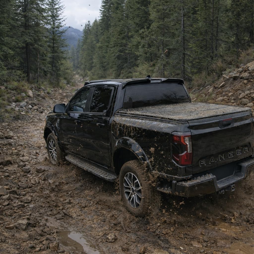 Garvee Hard Folding Tonneau Cover for 2022-2023 Ford F150 4.2ft Bed - Zinc Aluminum Alloy, Tri-Fold Design, Clamp-On Installation, Black, Secure Cargo Protection