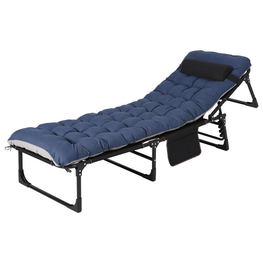 Garvee Portable Camping Cot for Adults, Heavy Duty Folding Bed with Thick Mattress Max 400LBS, Sleeping Cot for Camping, Travel, Home & Guest, Blue