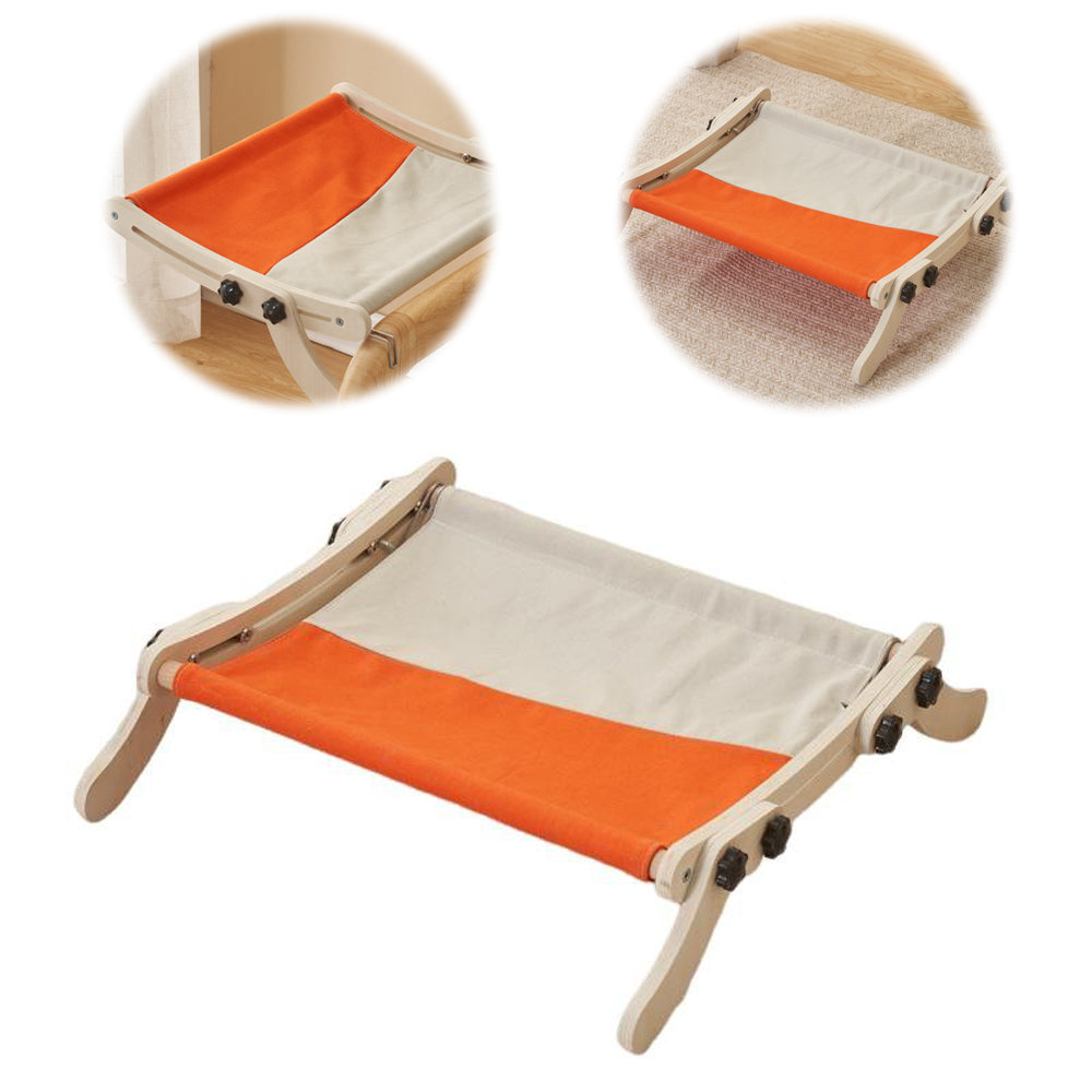 Garvee Cat Window Perch, Cat Radiator Bed Hammock, Holds Up to 18kg Wooden Seat Cats Bed, No-Screw Adjustable and Suction Cups, for Windowsill, Bedside, Radiator, Easy Assembly