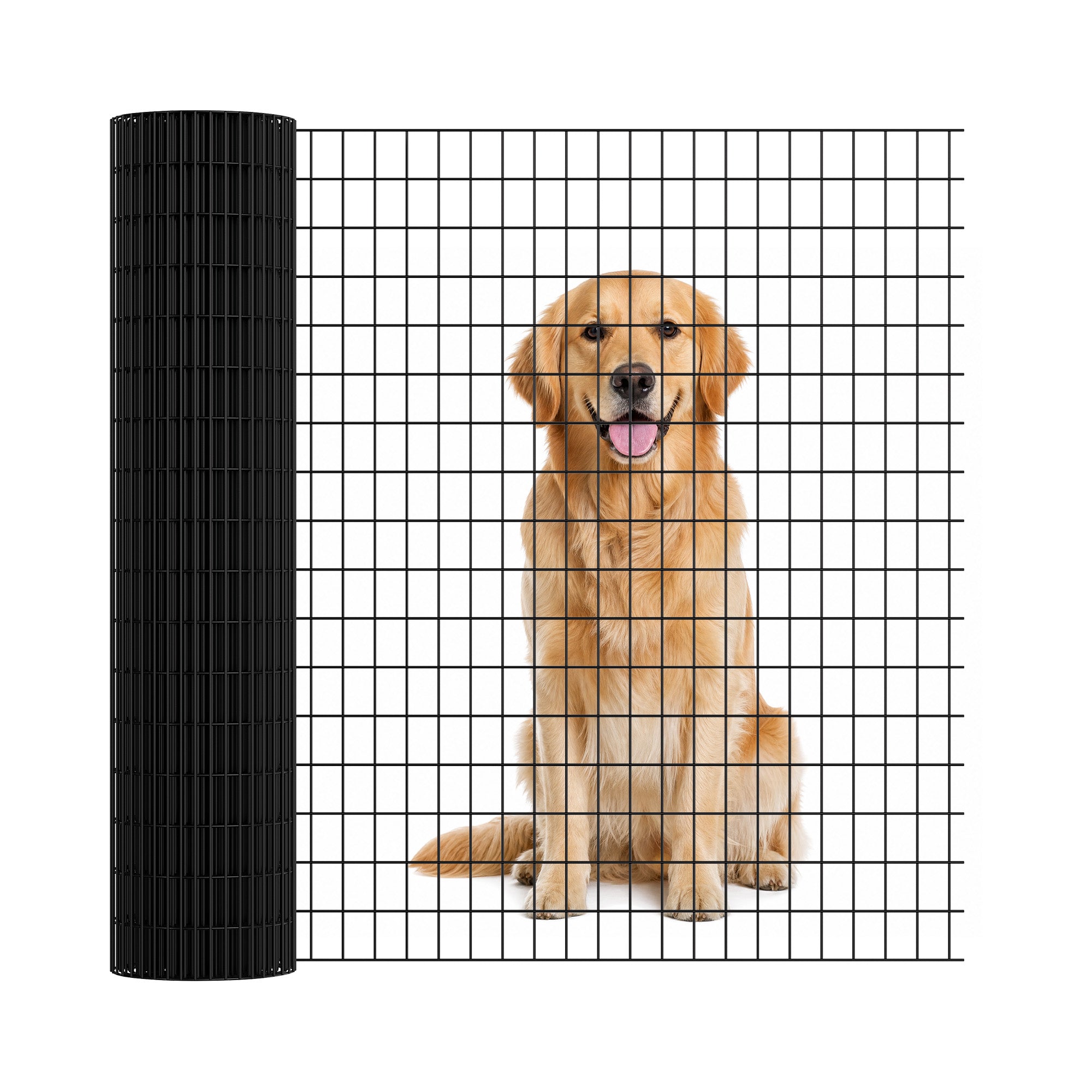 Garvee 16GA PVC Coated Welded Wire Fence, 24 Inch x 100 ft Black Vinyl Metal Wire Mesh Roll with 2x3" Mesh for Garden