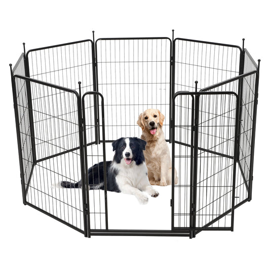 Garvee Dog Playpen, 8 Panels Dog Fence Indoor/Outdoor, Heavy Duty Metal Pet Puppy Exercise Pen, Wide Door Low Threshold, Portable Pet Playpen for Rv Camping Garden Yard, 27"Lx40"H/Panel