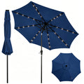 Garvee 9 FT Solar LED Patio Umbrella, Outdoor Market Table Umbrella with Tilt & Crank, 32 Lights, 8 Iron Ribs, UV Sun Shade for Garden, Deck & Pool, Navy Blue