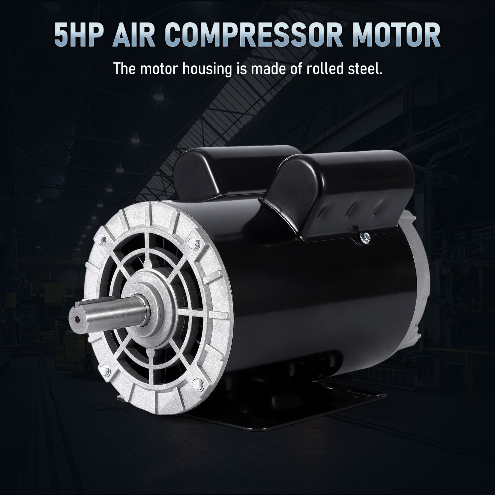 Garvee Heavy Duty Electric Air Compressor Motor – 5HP SPL, 230V, 56 Frame, 3450 RPM, 7/8" Shaft, Dual Rotation, ODP, Continuous Duty – Industrial, Workshop, Garage, Farm Replacement – Compatible with DP120556HZL – Specs: 5HP DP120556HZL