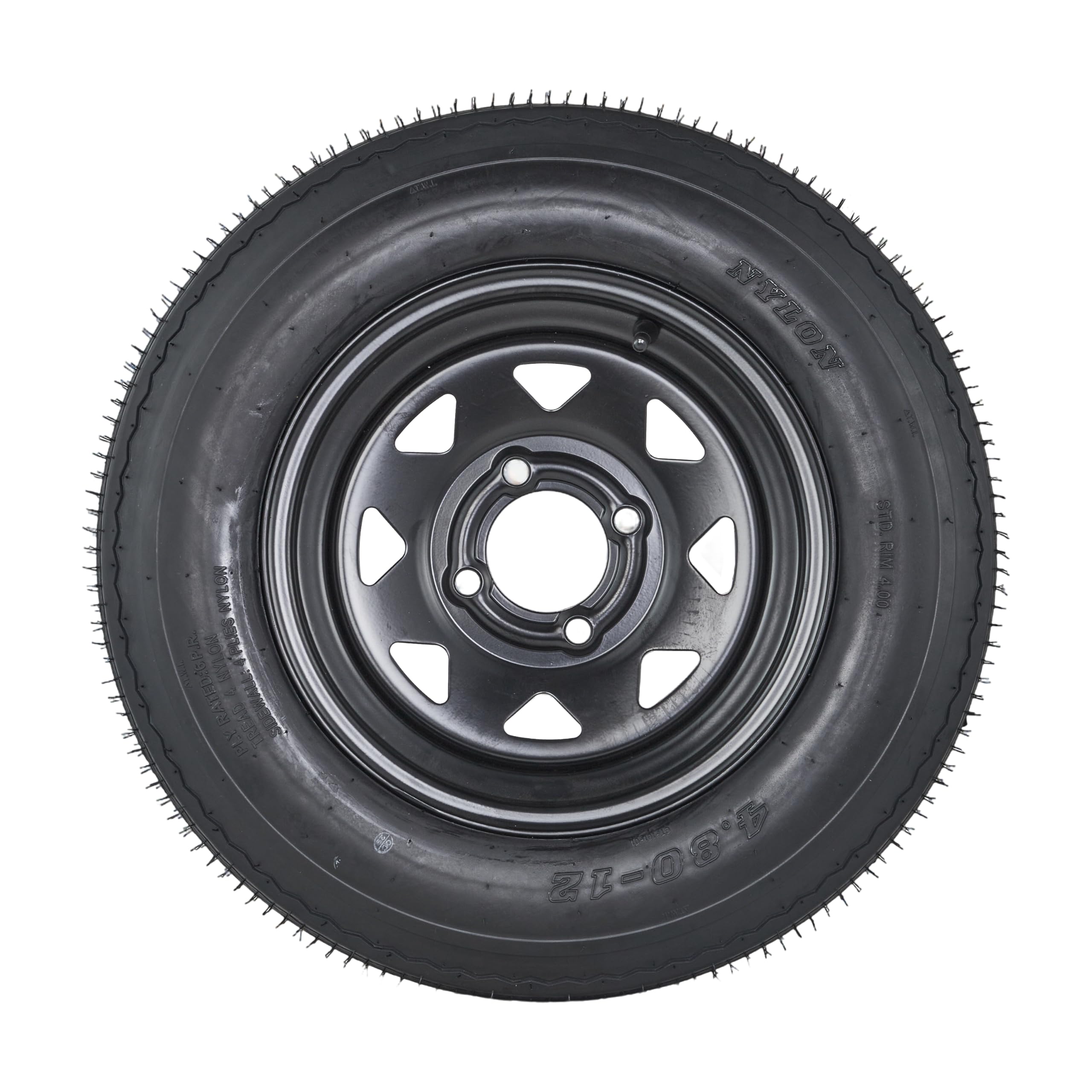 Garvee 4.80-12 Trailer Tires with 8 in White Rims,  4.80x12 480-12 4.8-12, Load Range C, 6PR, 4 Lug 4 in Bolt, Bias-Ply Nylon, All-Season, Utility & Cargo Trailers