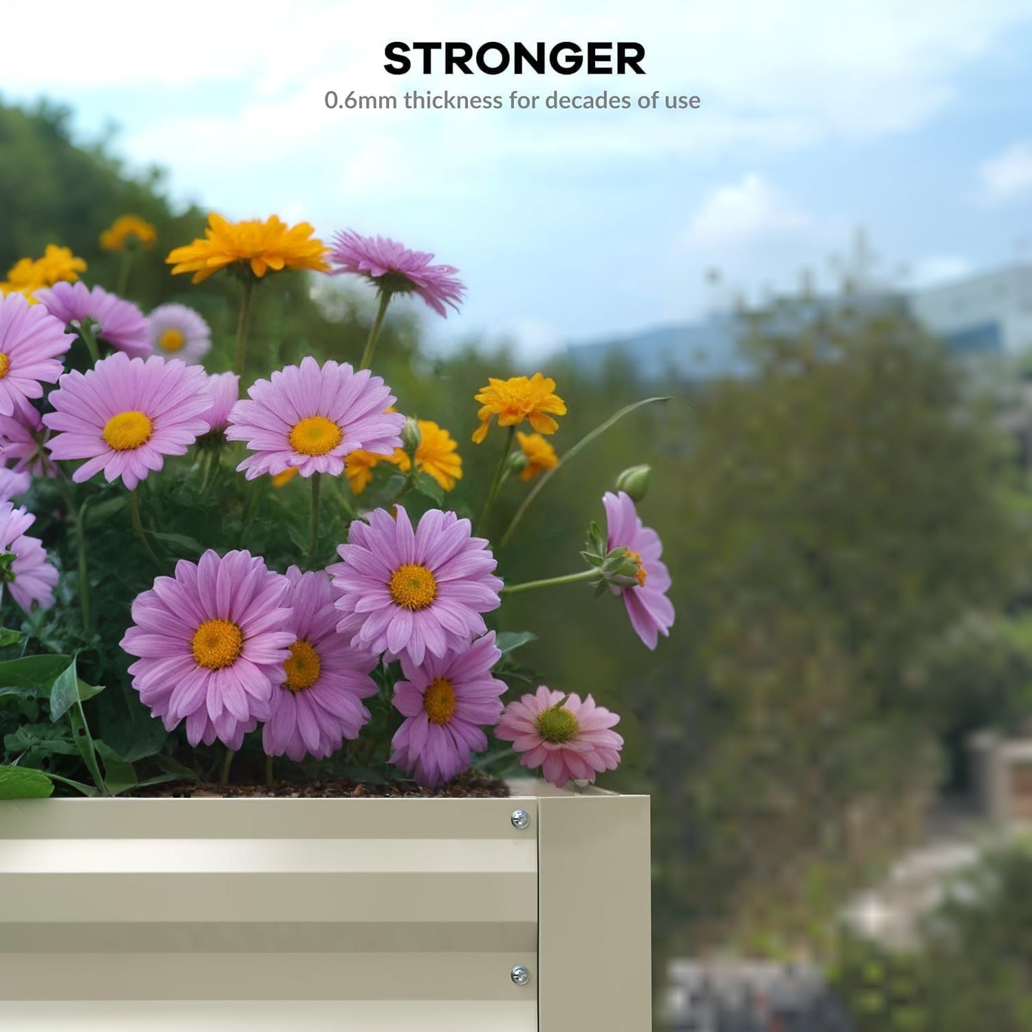 Garvee 2PCS Metal Raised Garden Bed Planter Box, 6x3x2ft - Durable Outdoor Flower & Vegetable Growing Kit - Easy Assembly - Beige - System Default