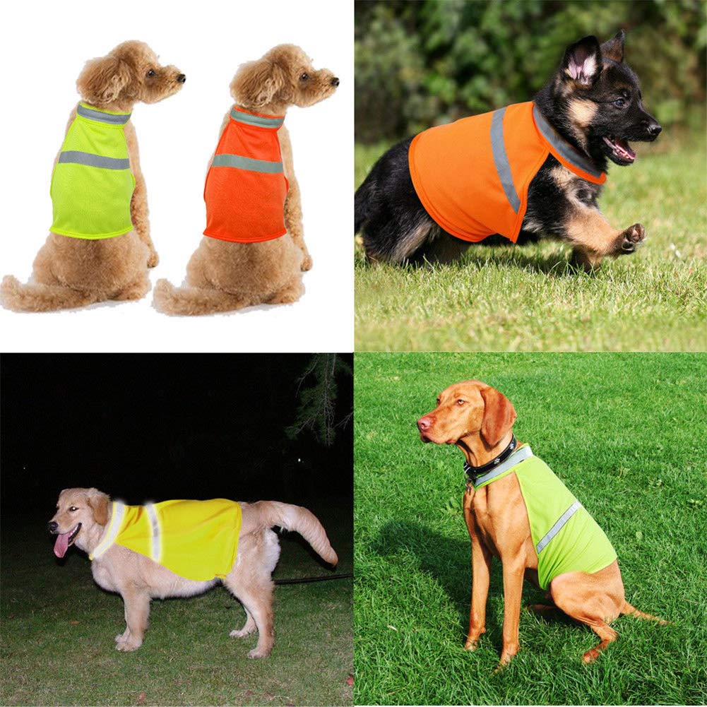Garvee Reflective Dog Vest Safety Fluorescent Dog Clothes Waterproof Luminous Clothing Protect Dogs from Cars & Hunting Accidents S