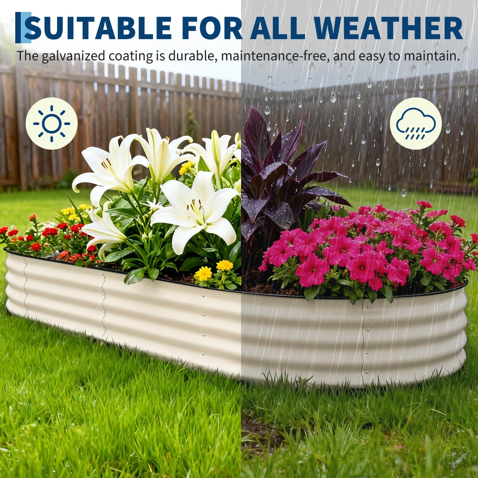 Garvee 2 Pack 10' X 4' X 1.5' Rust-Resistant Galvanized Steel Raised Garden Beds – Large Planter Boxes, Durable, Ergonomic, Easy Assembly, for Vegetables, Flowers & Herbs – Beige, Upgraded with Anti-Cut Strips