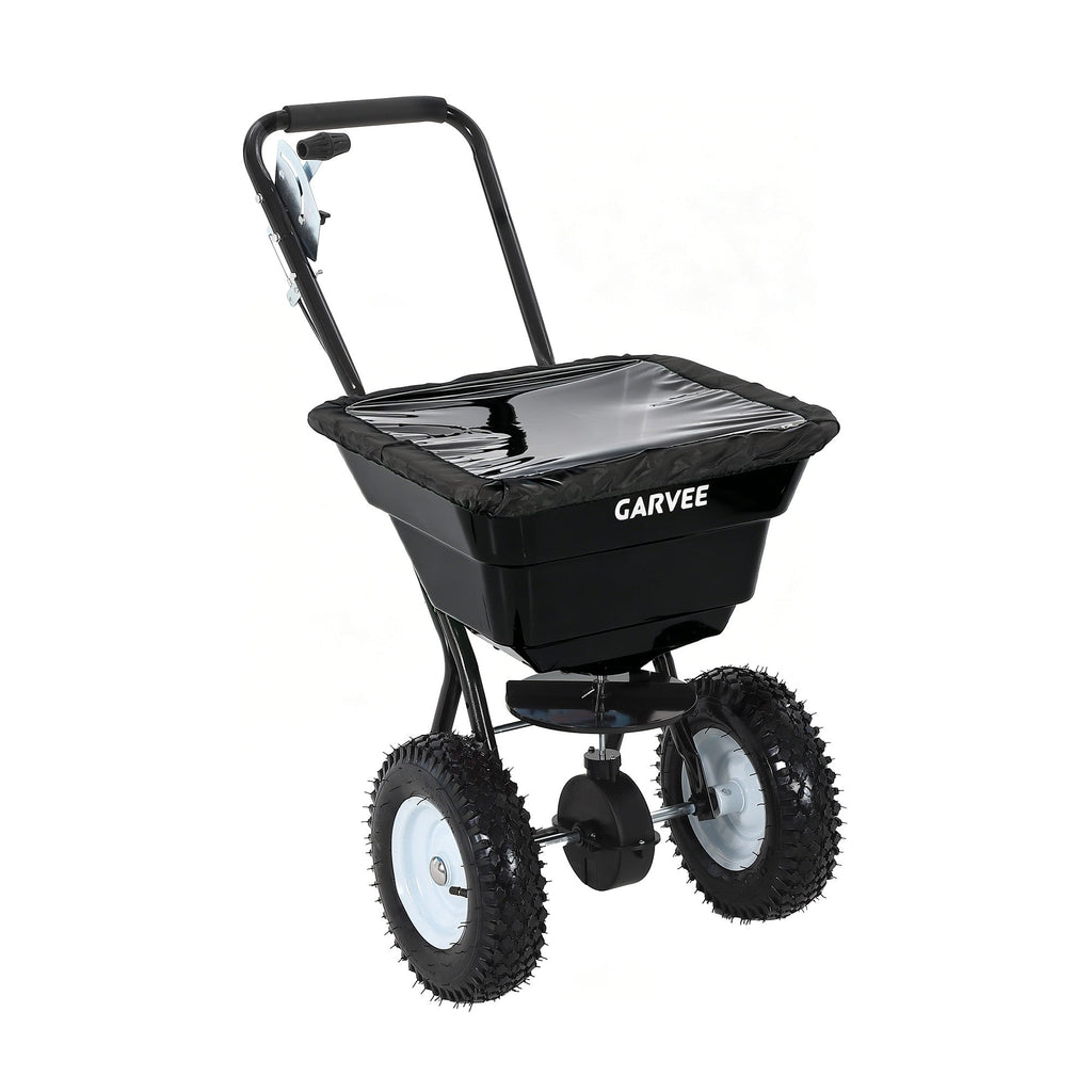 Garvee 80 lb Push Broadcast Spreader, Walk-Behind Lawn & Garden Spreader with 29 L Hopper, 0–12 ft Coverage, 13" All-Terrain Wheels & 20-Level Flow Control for Seed, Fertilizer, Salt & Ice Melt, Black