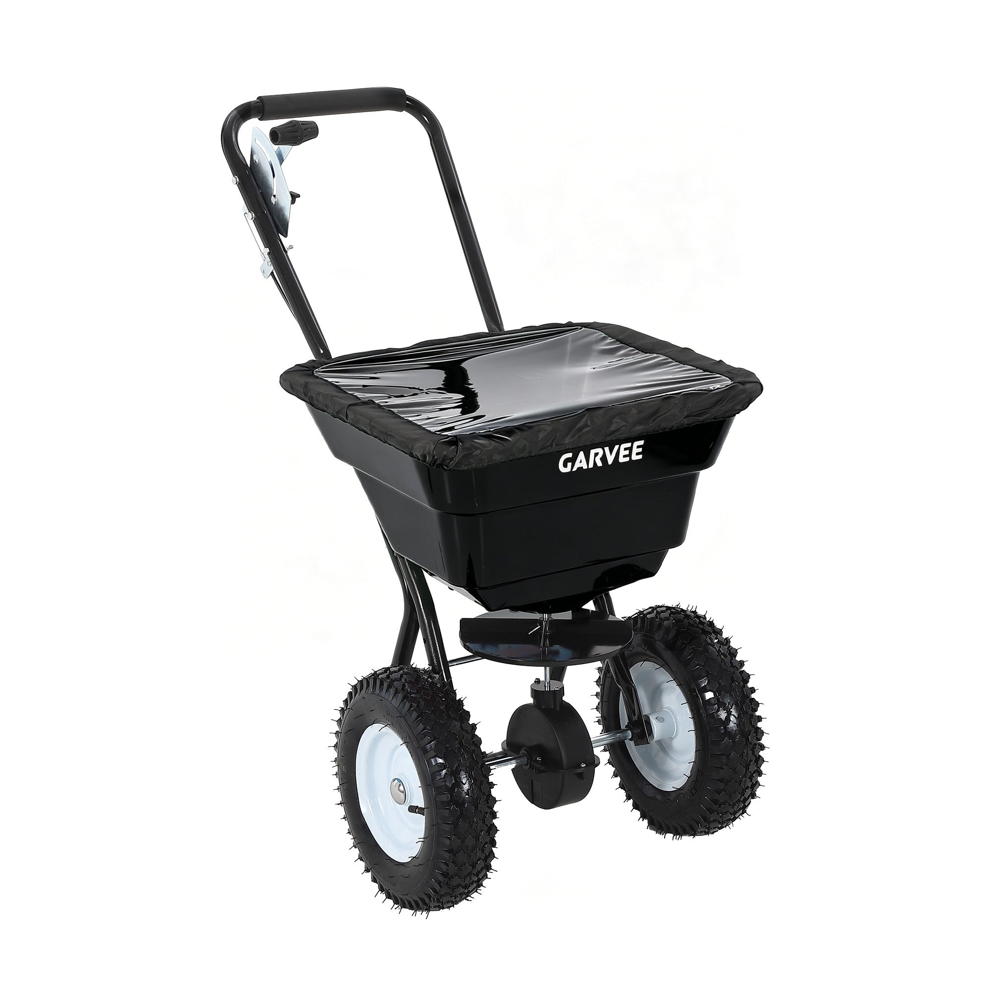 Garvee 80 lb Push Broadcast Spreader, Walk-Behind Lawn & Garden Spreader with 29 L Hopper, 0–12 ft Coverage, 13" All-Terrain Wheels & 20-Level Flow Control for Seed, Fertilizer, Salt & Ice Melt, Black