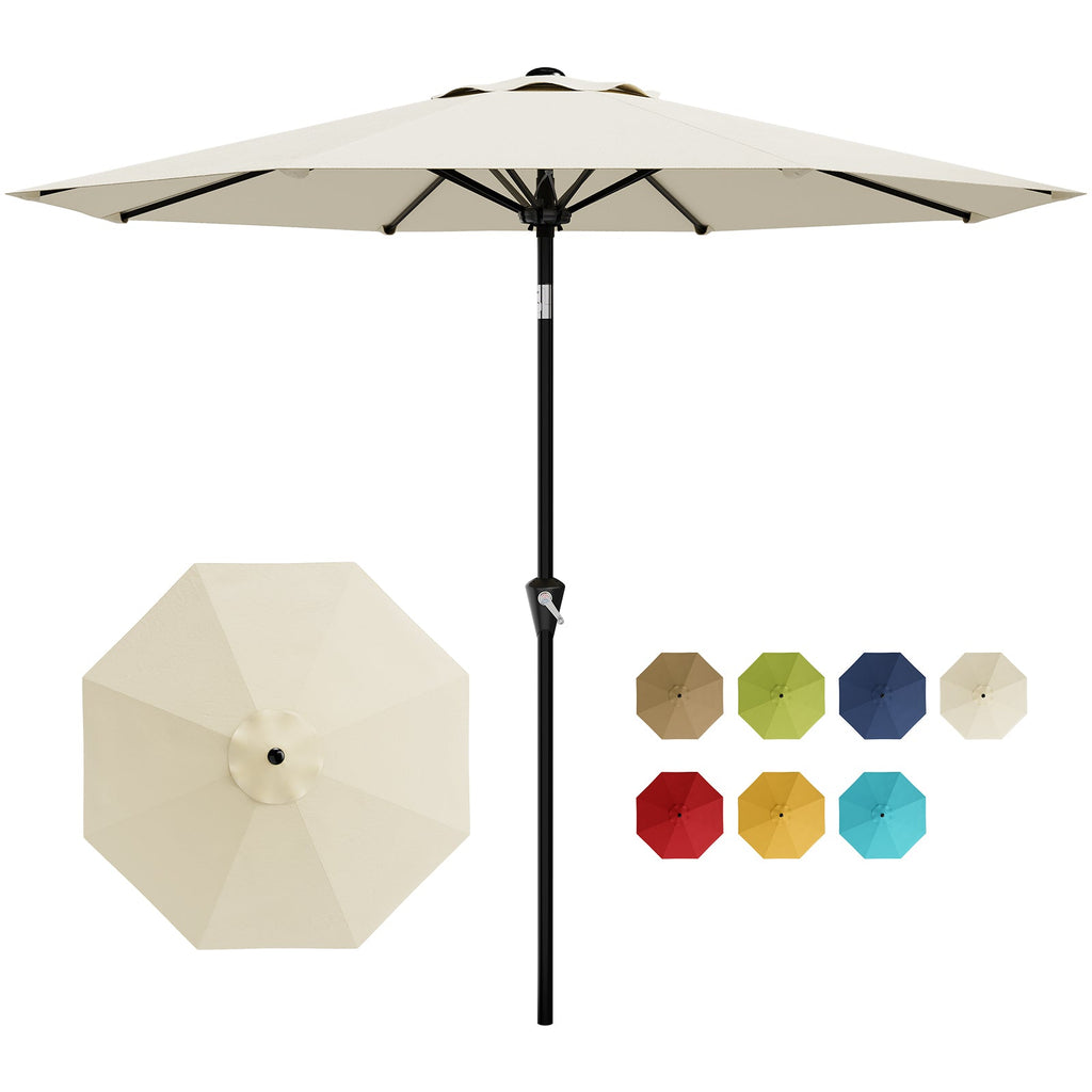 Garvee 10FT Beige Patio Umbrella for Outdoor Table – Waterproof Market Umbrella with Smooth Crank Lift, Push Button Tilt, 8 Sturdy Ribs, UV Protection – Perfect for Pool, Deck, Yard, Garden
