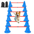 Garvee Dog Agile Hurdle Cone Set, Dog Agile Training Equipment 4-Height Adjustable Obstacle with Storage Bag, for Beginners & Advanced, Puppy Agile Training Hurdle 12 Cones & 6 Agile Rods Combo