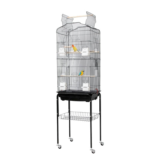 Garvee 59.5Inch Large Bird Cage, Metal Parakeet Cage with Rolling Stand, Parrot Cage, Feed Bowls for Parakeets, Cockatiel, Conures, Cockatoo
