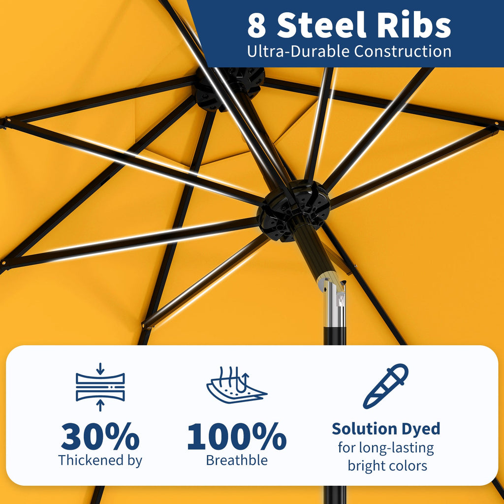 Garvee 10 ft Outdoor Patio Umbrella with 8 Sturdy Ribs, Crank Lift, Push-Button Tilt & UV-Resistant Waterproof Canopy for Garden, Deck, Pool & Yard, Yellow