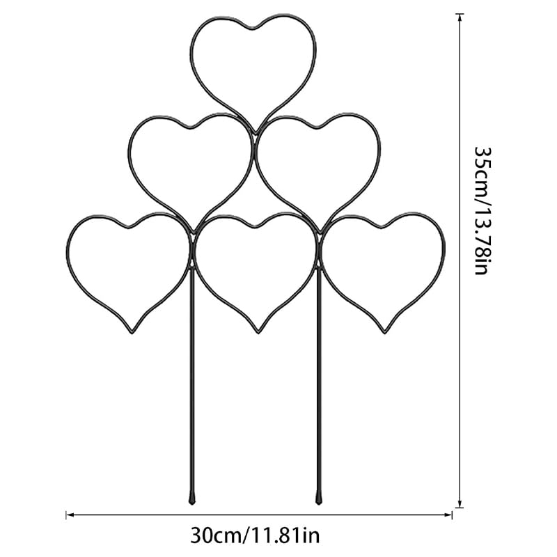 Garvee 12-Pack Heart-Shaped Metal Trellis for Climbing Plants, Stackable Rust-Resistant Garden Trellis for Potted Vines, Ivy, Pothos & Hoya, Indoor Outdoor Plant Support with Ties