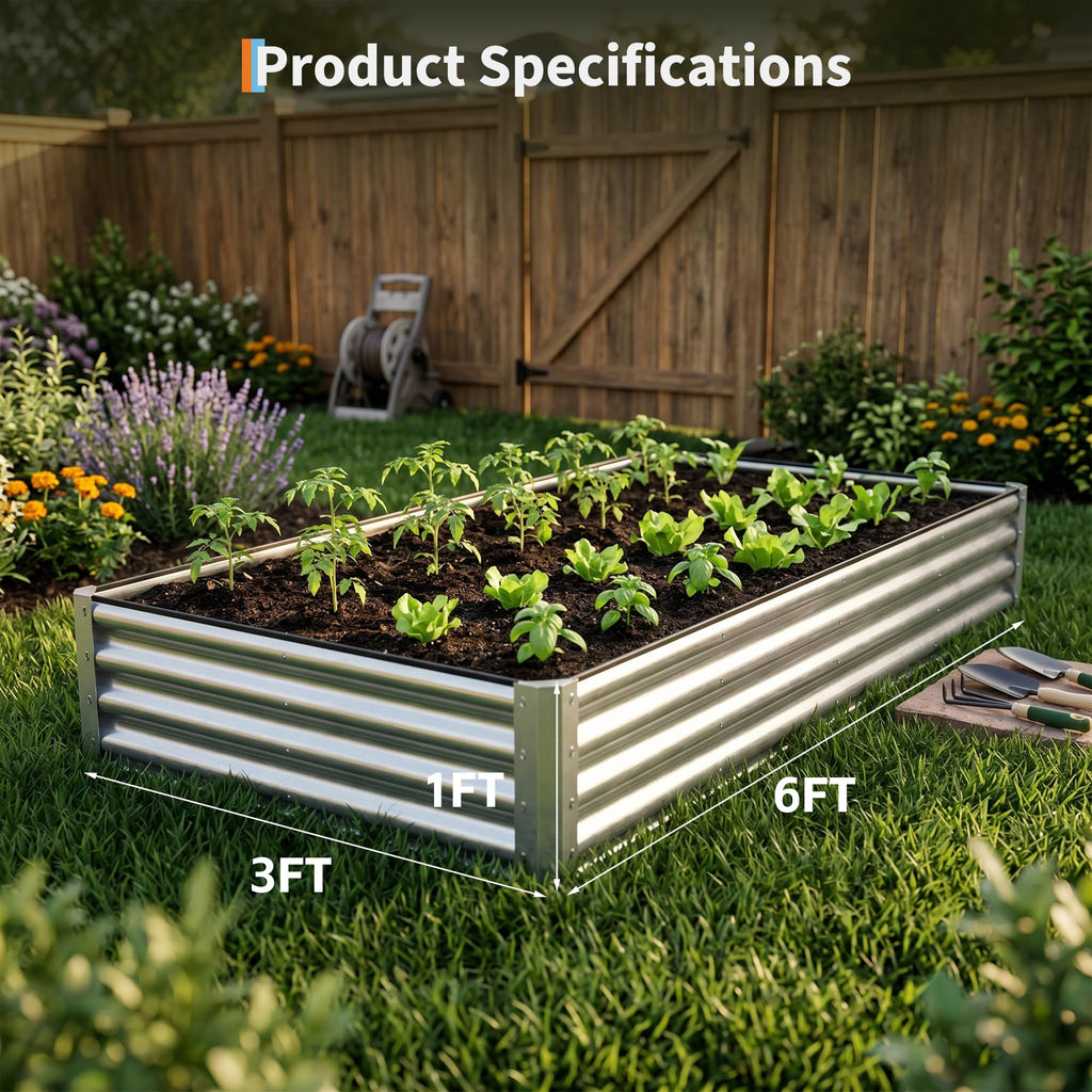 Garvee 2 Pack Tall 6 x 3 Ft Galvanized Steel Raised Garden Bed, Outdoor Above Ground Planter Box for Vegetables and Flowers, Metal Raised Bed for Gardening