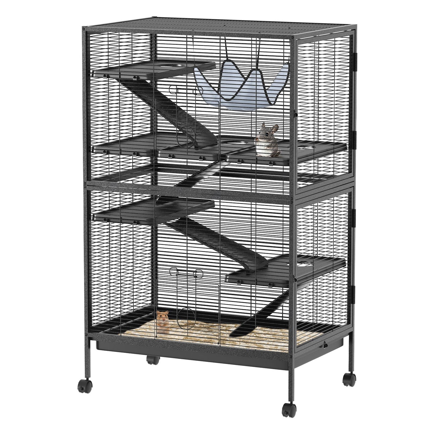 Garvee 50"H Ferret Cage, Multi-Level Small Animal Cage on Wheels, 6 Removable Platforms & Hammock, 5 Ramps & Hammock, Ideal for Guinea Pigs, Rabbit, Sugar Glider & Small Animals