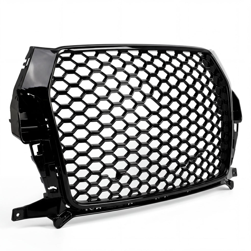 Garvee Gloss Black Honeycomb Front Grille for Audi Q3 2016-2018 – ABS Material – Direct Replacement – No Emblem – Radiator Protection – Weather-Resistant – Exterior Accessory – Color: Gloss Black