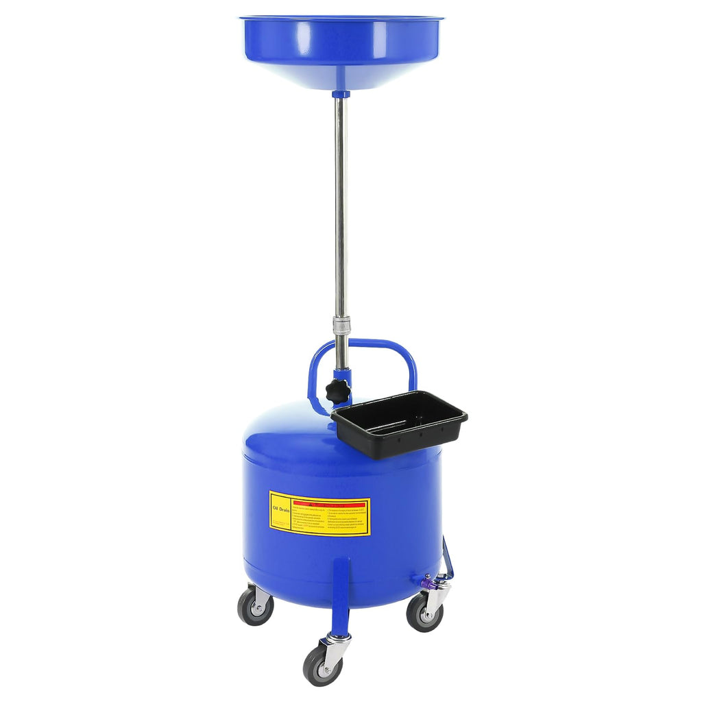 Garvee 8 Gallon Portable Air-Operated Waste Oil Drainer with Adjustable 15" Funnel, Heavy-Duty Steel, Casters, Toolbox - Garage & Repair Shop Use, Blue