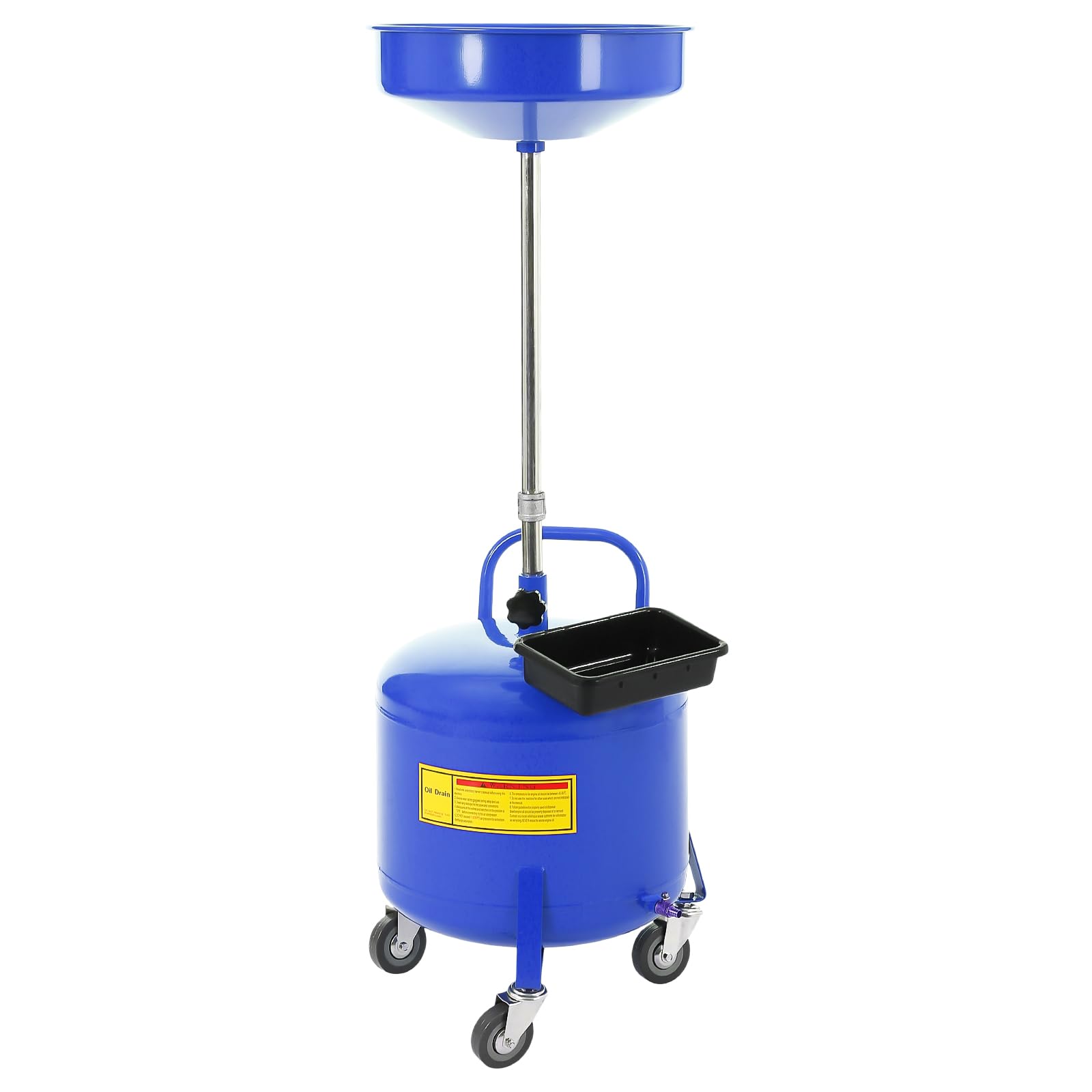 Garvee 8 Gallon Portable Air-Operated Waste Oil Drainer with Adjustable 15" Funnel, Heavy-Duty Steel, Casters, Toolbox - Garage & Repair Shop Use, Blue