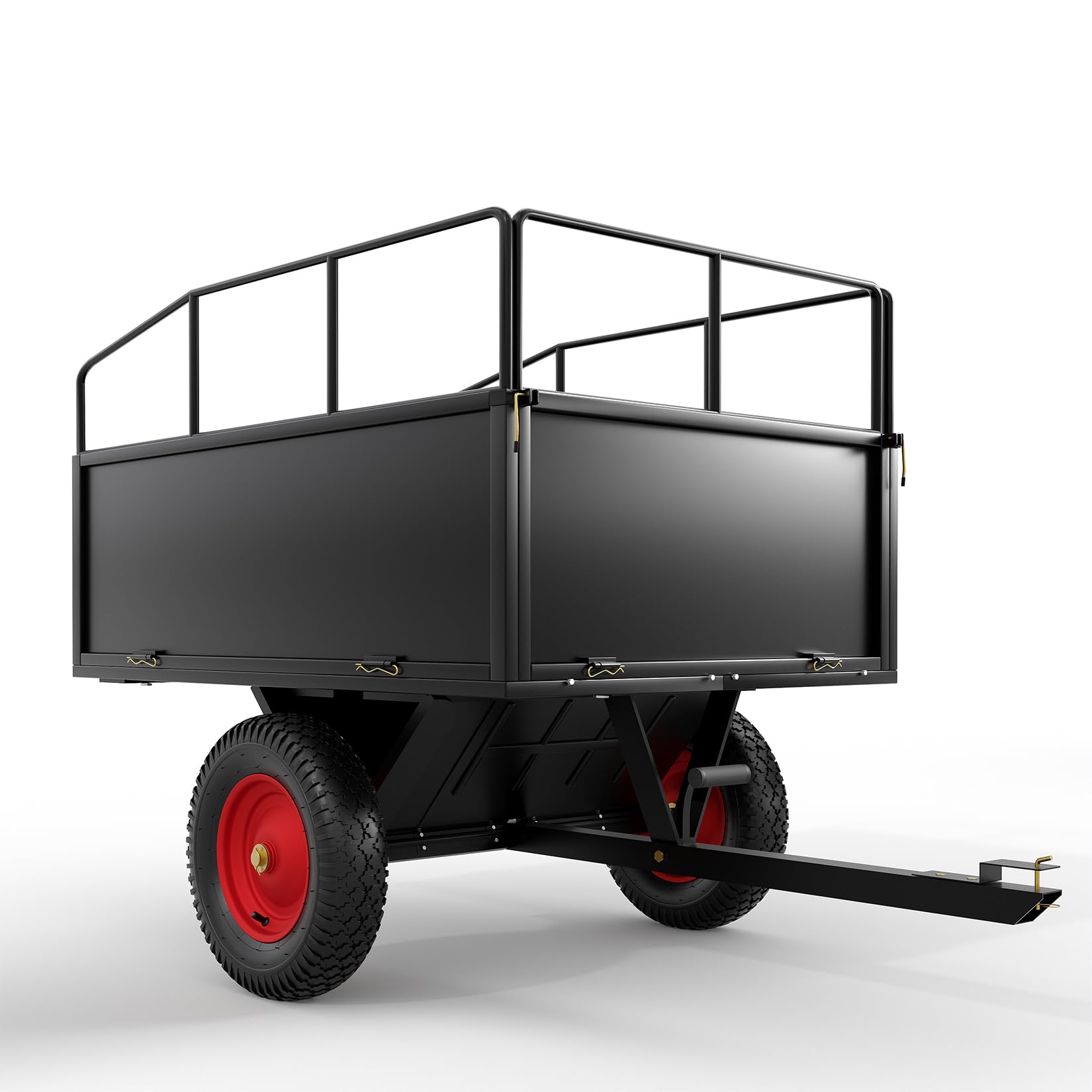 Garvee 750 lb ATV Dump Cart, 17 Cu. Ft. Tow-Behind Steel Utility Trailer with Removable Sides, 16 in Tires & Universal Hitch for Lawn Tractor