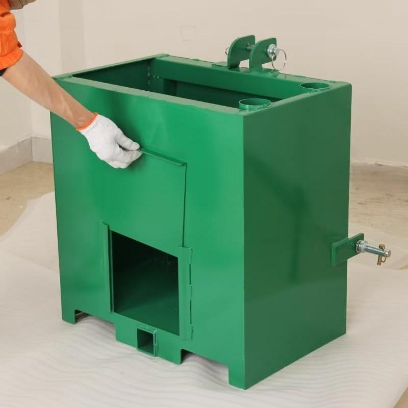 Garvee Heavy Duty Steel Tractor Ballast Box - 3 Point Hitch, Category 1 Compatible - Quick Hitch Receiver, Rear Counterweight Toolbox - Green - 800 lbs Capacity, 5.3 Cu.ft