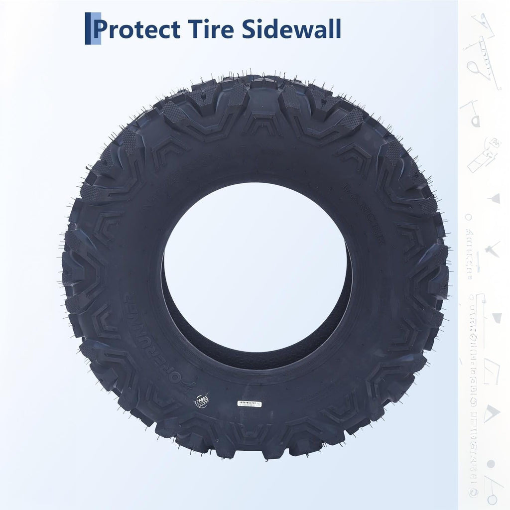 Garvee Heavy-Duty All-Terrain ATV/UTV Tire Set - 2-Pack 25x10-12, 6 Ply Tubeless, 420 lbs Load, Puncture Resistant, Deep Step for Mud/Sand/Trail - AT25X10-12-6PR TL LANCER (New)