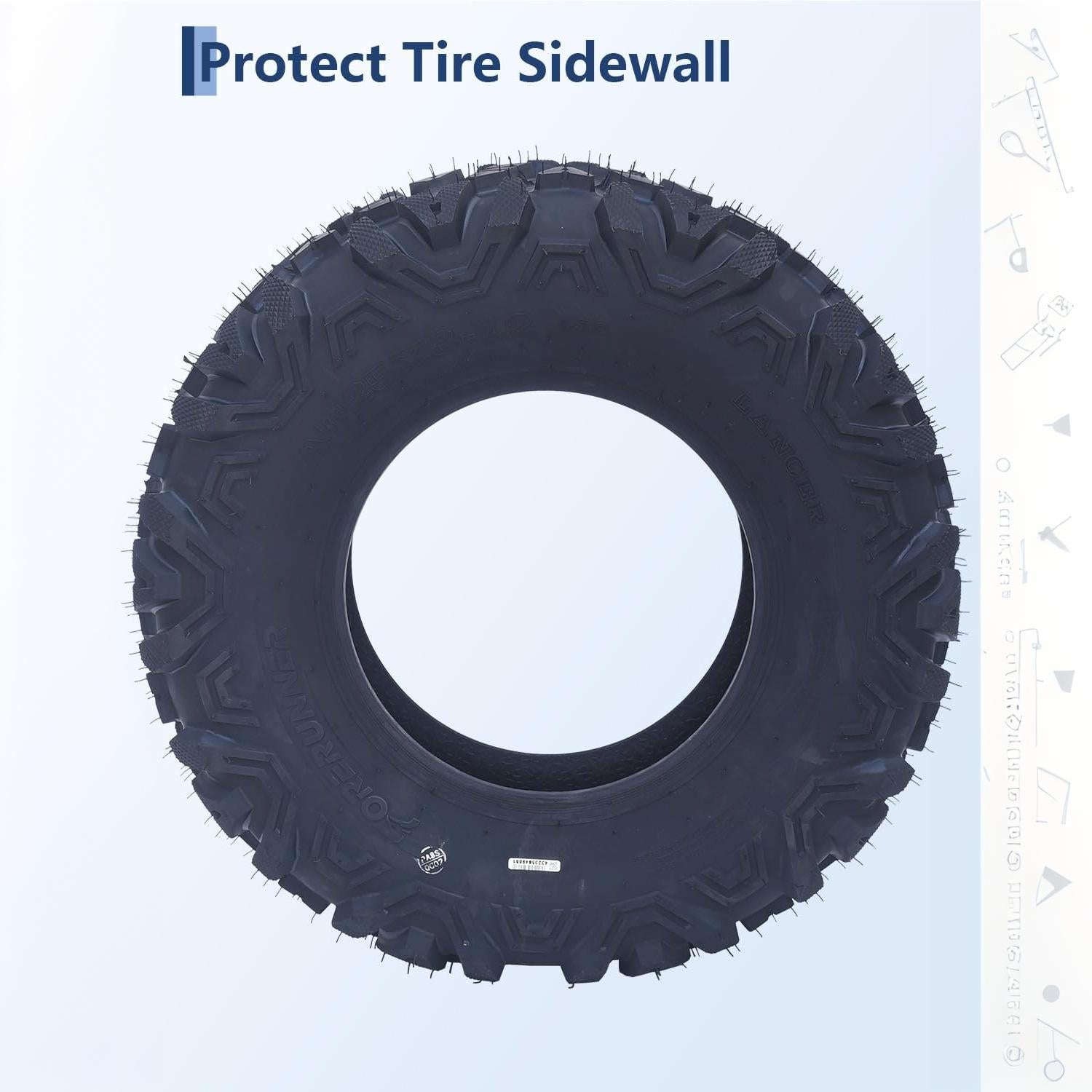 Garvee Heavy-Duty All-Terrain ATV/UTV Tire Set - 2-Pack 25x10-12, 6 Ply Tubeless, 420 lbs Load, Puncture Resistant, Deep Step for Mud/Sand/Trail - AT25X10-12-6PR TL LANCER (New)