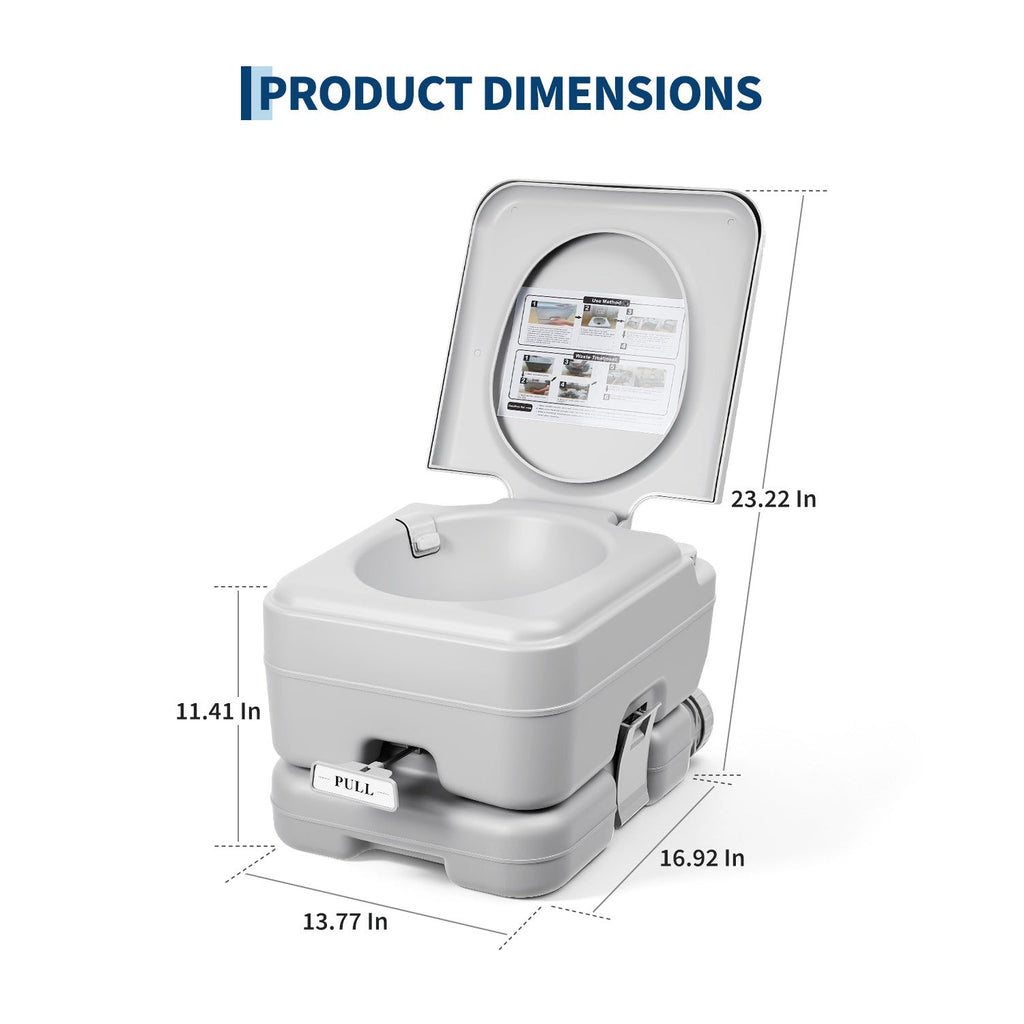 Garvee Portable Pressurized RV Toilet – T Outlet Water, 3.2 Gal Detachable Waste & Flush Tanks, Push-Button Flush Commode for Home, Camping, Boating, Outdoor, Bathroom Storage, Includes Level Gauge, 10L Three-Outlet Pneumatic Model