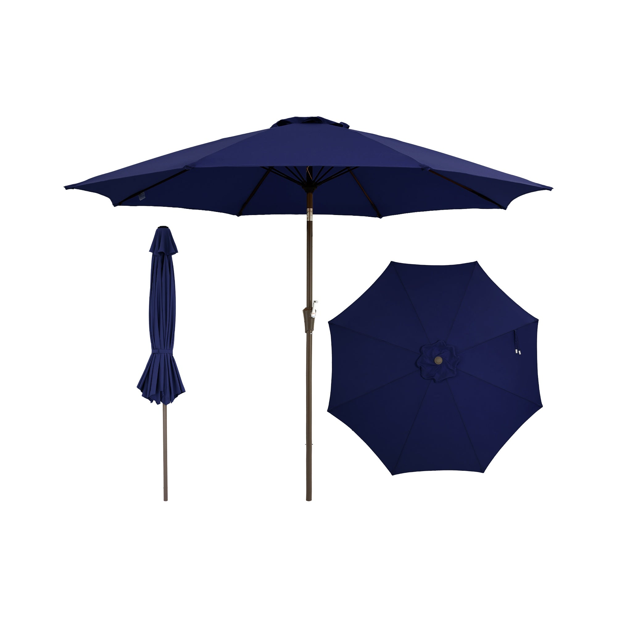 Garvee 10FT Outdoor Patio Umbrella, Outdoor Table Umbrella with Push Button Tilt and Crank, Market Umbrella with 8 Sturdy Ribs, UV Protection Waterproof for Garden Backyard Deck Pool, Navy Blue