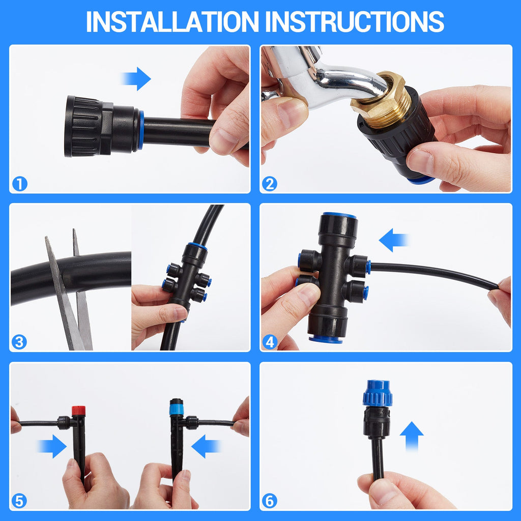 Garvee Automatic Drip Irrigation System Kit - 1/2" & 1/4" Tubing (33ft/200ft) - Adjustable POM Nozzles - Easy DIY Watering for Garden, Lawn, Greenhouse, Potted Plants - Black