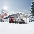 Garvee 20 x 25 FT Heavy Duty Metal Carport, 500 Sq Ft 2-Car Garage Canopy with Galvanized Steel Roof, Removable PE Sidewalls & LED Light for Trucks, Boats and Outdoor Events